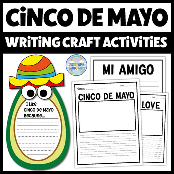 Preview of Cinco De Mayo Craft Avocado Writing Template Craftivity - Writing Prompt Project