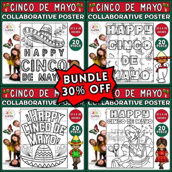 Preview of Cinco De Mayo Craft Bundle: Collaborative Coloring Posters & Bulletin Board