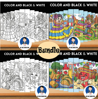 Preview of Cinco De Mayo Craft Coloring Pages Agamograph Art Mexican,Bundle