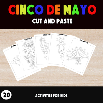 Preview of Cinco De Mayo Cut and Paste Scissor skills coloring pages - Fun May Activities