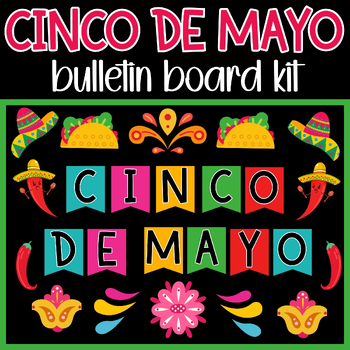 Preview of Cinco De Mayo Day Printable Bulletin Board Kit | May Classroom Decoration