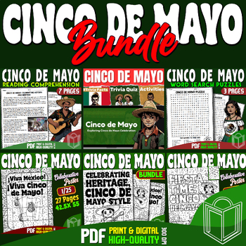 Preview of Cinco De Mayo Educational Bundle: Collaborative Poster, Google Slides, and More