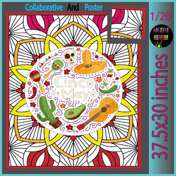 Preview of Cinco De Mayo Fiesta Bulletin Board Craft Mexican Activities Coloring Poster