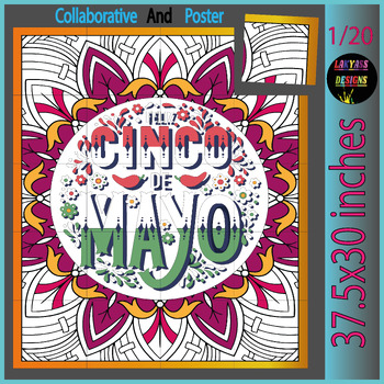 Preview of Cinco De Mayo Fiesta Bulletin Board Craft Mexican Activities Coloring Poster