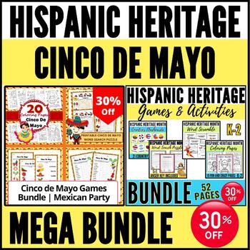 Preview of Hispanic Heritage Month & Cinco De Mayo Activities, Games Mega BUNDLE