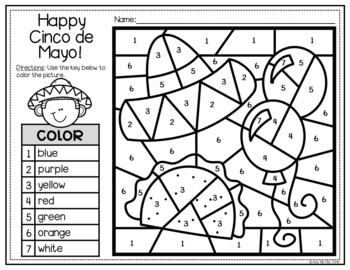 Cinco de Mayo Color by Number Activities for Holiday Fun (6 Free)