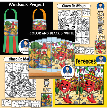 Preview of Cinco De Mayo: Poster/ Agamograph / Windsocks / differences Bundle