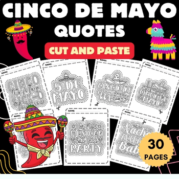 Preview of Cinco De Mayo Quotes Cut And Paste Coloring Pages - Fun May Crafts for kids