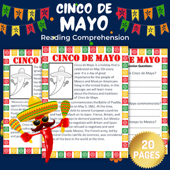 Cinco De Mayo Reading Comprehension Passage with Answers - Fun May ...