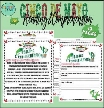 Preview of Cinco de Mayo Reading Comprehension Spring + Informational Texts and Worksheets