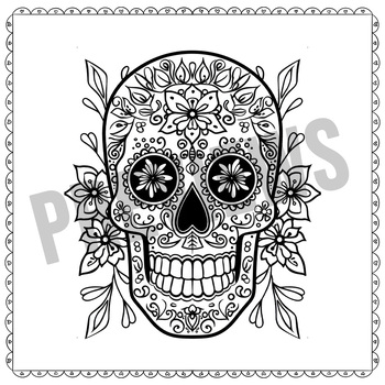 Preview of Cinco De Mayo Skulls Mandala Coloring Page, Adults, Celebration of Mexican