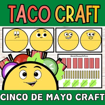 Preview of Cinco De Mayo Make a Taco Paper Coloring Craft Template Easy for k 1st 2nd 3rd