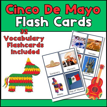 Preview of Cinco De Mayo Vocab Flashcards - Special Ed, ESL, Speech, Pre-K, Kinder