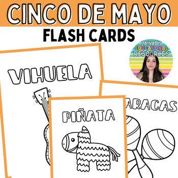 Preview of Cinco De Mayo Vocabulary Flash Cards / Coloring Pages