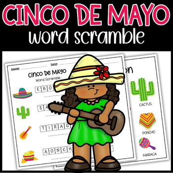 Cinco De Mayo Word Scramble | May Vocabulary Worksheets by Brainy Prints