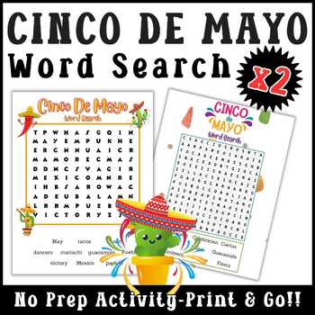 Cinco De Mayo Pack Word Search and Find No Prep Activity Bundle | TPT