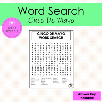 Cinco De Mayo Word Search by Taco Bout SLP | Teachers Pay Teachers