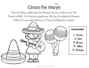 cinco de mayo worksheet color by number free by simple