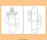 Cinco De Mayo Writing Template Cactus Hat Lines Blank Pape