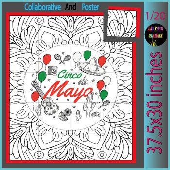 Preview of Cinco De Mayo Zentangle Collaborative Poster|Bulletin Board Craft-Mexican Fiesta