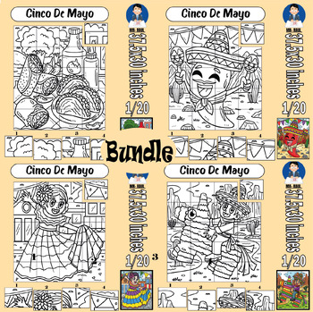 Preview of Cinco De Mayo collaborative Coloring Poster, Classroom Decor Activities Bundle