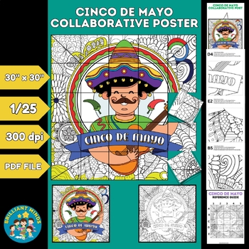 Preview of Cinco de Mayo Collaborative Poster, Bulletin Board, Craft, Coloring Pages