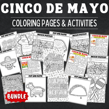 Preview of Cinco De Mayo coloring pages Games & Activities - Fun Mexican Fiesta Bundle