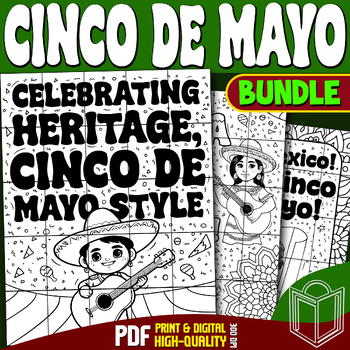 Preview of Cinco de Mayo 2024 Bundle: Collaborative Poster Coloring Craft, Bulletin Board