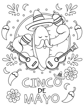 Preview of Cinco de Mayo, 5 de Mayo, Colouring Page!