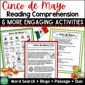 Preview of Cinco de Mayo Activities 3rd 4th 5th Grade Reading Comprehension & Word Search