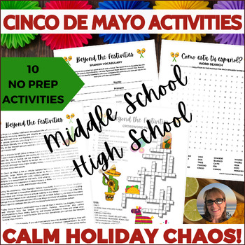 Preview of Cinco de Mayo Activities Puzzles Middle High School Sub Plans Independent Work