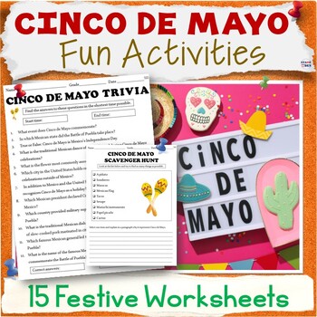 Preview of Cinco de Mayo Activity Packet, Middle School Worksheets, Prompts, ELA Sub Plans