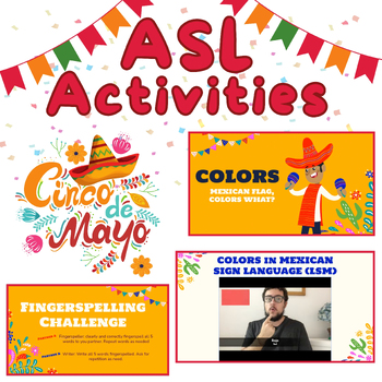 Preview of Cinco de Mayo Activities Ready to Use-ASL Activities-Slides and ASL Word Search