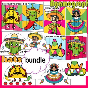 Preview of Cinco de Mayo- Agamograph Art's- printable paper crown headband craft & hat