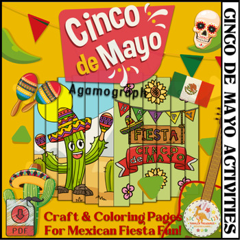 Preview of Cinco de Mayo Agamograph: Craft & Coloring Pages for Mexican Fiesta Fun!