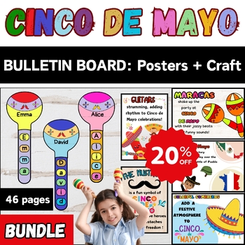 Preview of Cinco de Mayo Bulletin Board Display or Door Decor-Posters + Craft Name Activity