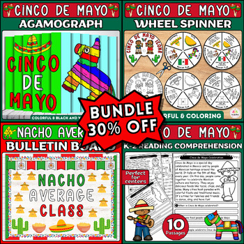 Preview of Cinco de Mayo Bundle: Crafts, Bulletin Boards, Agamograph, Reading Comprehension