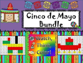 Preview of Cinco de Mayo Bundle Watch, Think, Color - Mystery Pictures