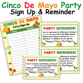 Cinco De Mayo Classroom Party Sign Up Sheet & Reminder (Editable)