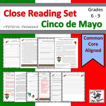 Preview of Cinco de Mayo: Close Reading (3 texts, identify bias, main idea, w/ answer keys)