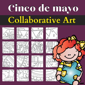 Preview of Cinco de Mayo Collaborative Poster Activity Coloring Page Bulletin Board Craft