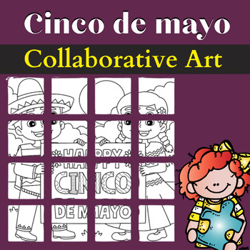 Preview of Cinco de Mayo Collaborative Poster Activity Coloring Page Bulletin Board Craft