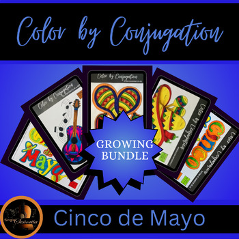 Preview of Cinco de Mayo Color By Conjugation Growing Bundle