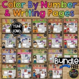Spring Color by Number and Writing Pages BUNDLE Holidays Seasons