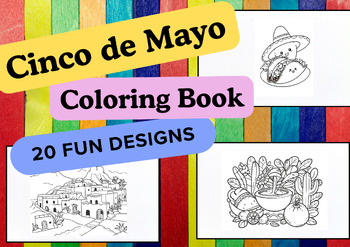 Preview of Cinco de Mayo Coloring Book I Printable I 20 Fun Designs I Coloring Sheets