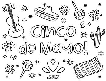 Preview of Cinco de Mayo Coloring Page (by TeachingTutifruti)