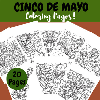 Preview of Cinco de Mayo Coloring Pages, Cinco De Mayo imprimable, Coloriages Fiesta,