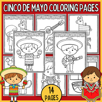 Preview of Cinco de Mayo Coloring Pages, Mexican Fiesta Hispanic Heritage Month