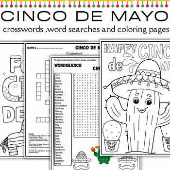 Preview of Cinco de Mayo Coloring pages Crosswords & word searches