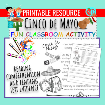 Preview of Cinco de Mayo Comprehension Finding Text Evidence Worksheet | Reading Passage